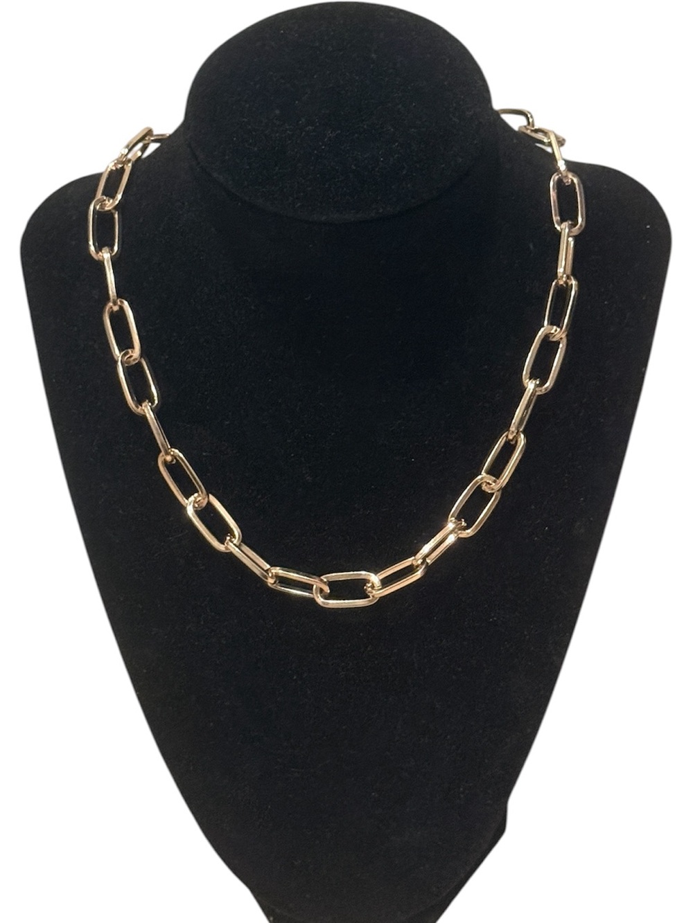 Clover Gold Tone Paperclip Chain Necklace